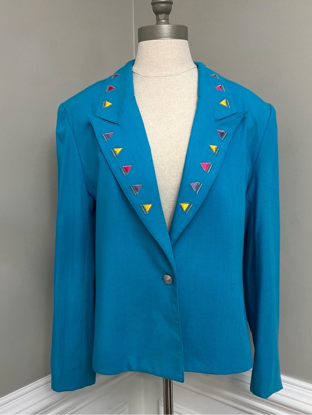 Vintage 80’s Women’s Turquoise Blazer by City Girl Los Angeles